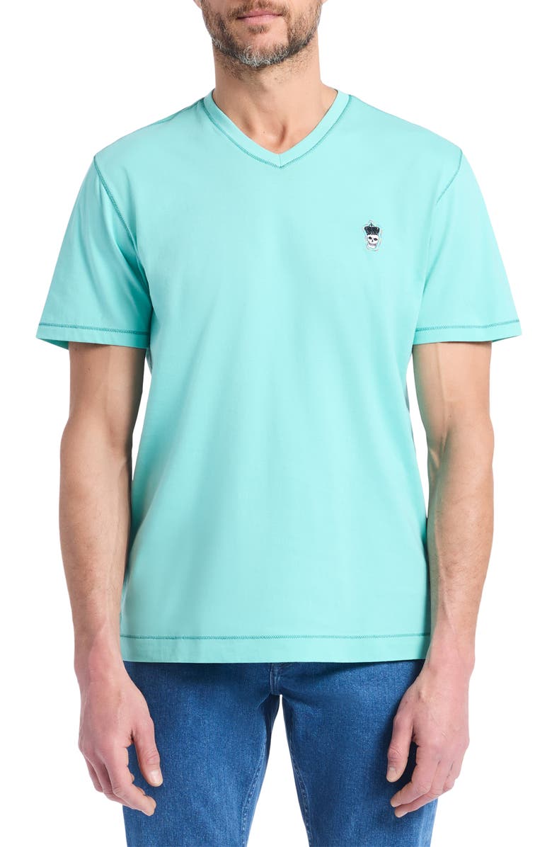 Robert Graham Damien V-Neck Knit T-Shirt, Main, color, 