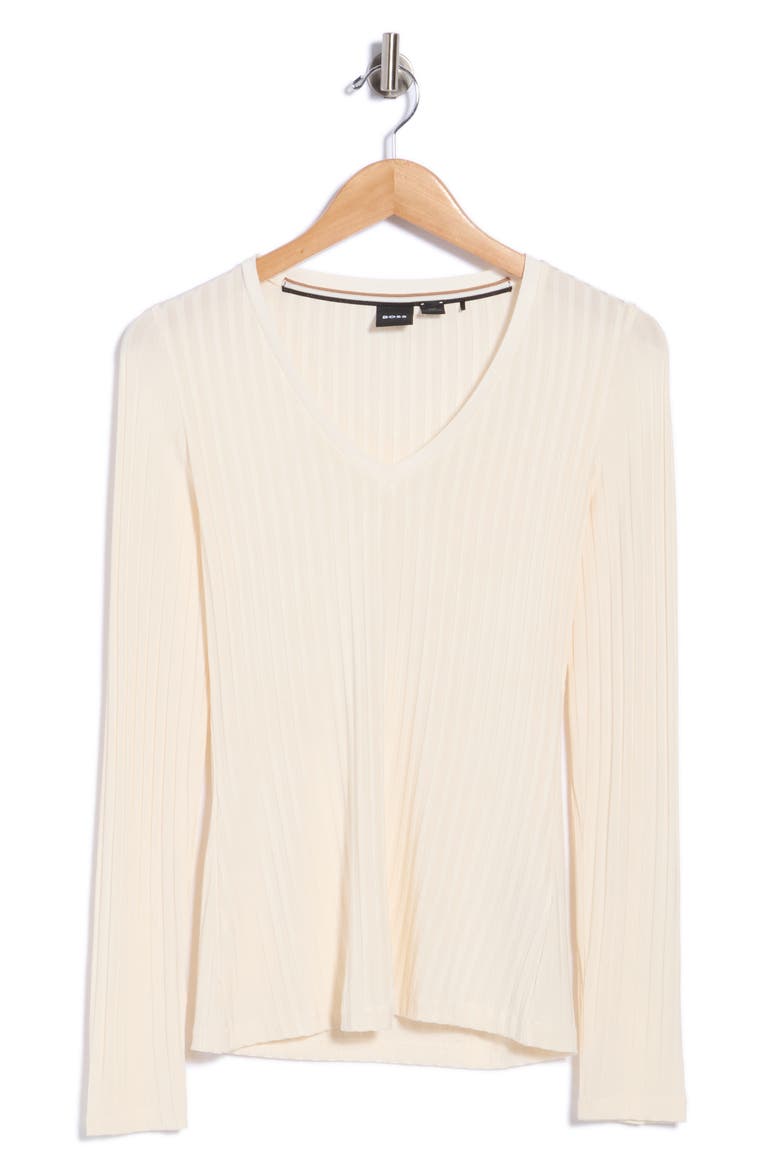 Ellerson Ribbed V-Neck Top, Main, color, OPEN WHITE