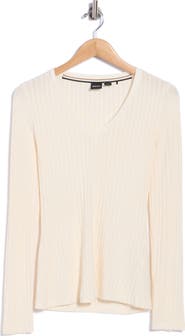 BOSS Ellerson Ribbed V-Neck Top