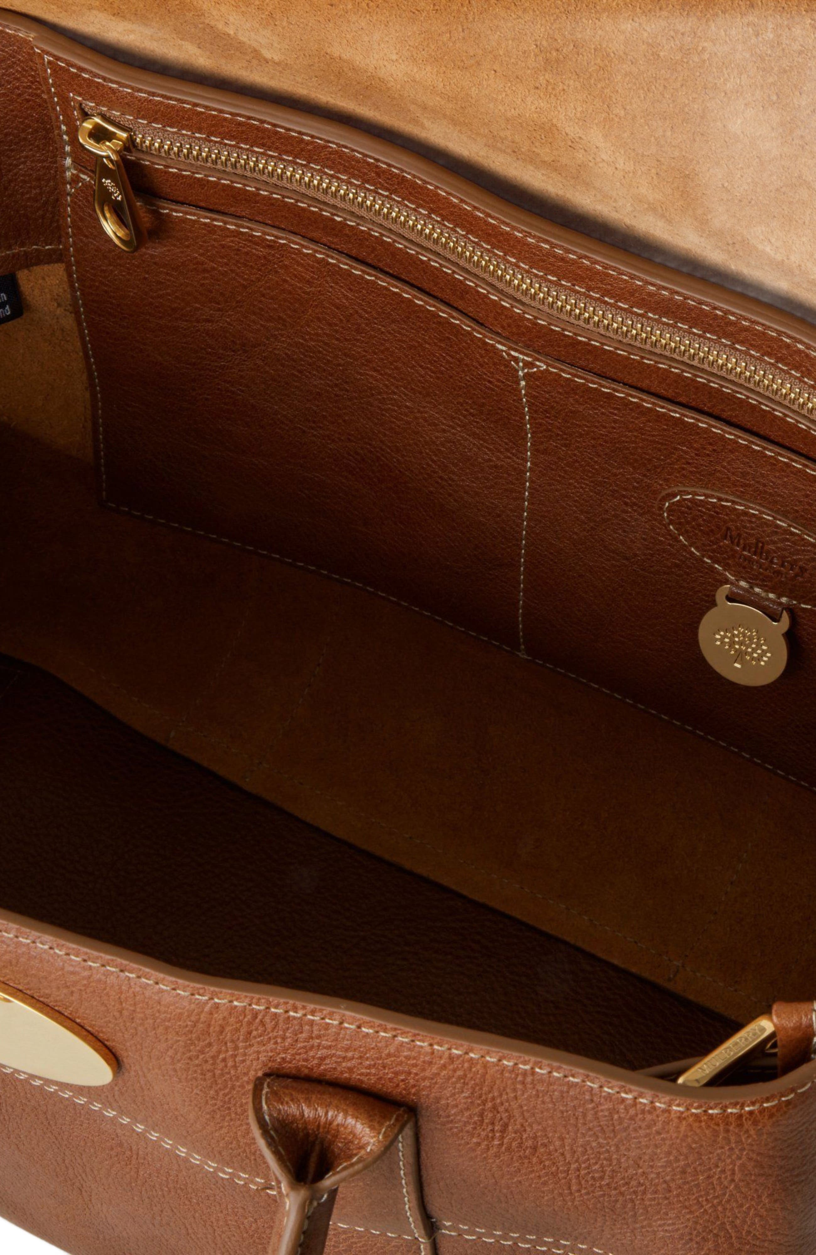 Mulberry Bayswater Leather Satchel, Alternate, color, Oak