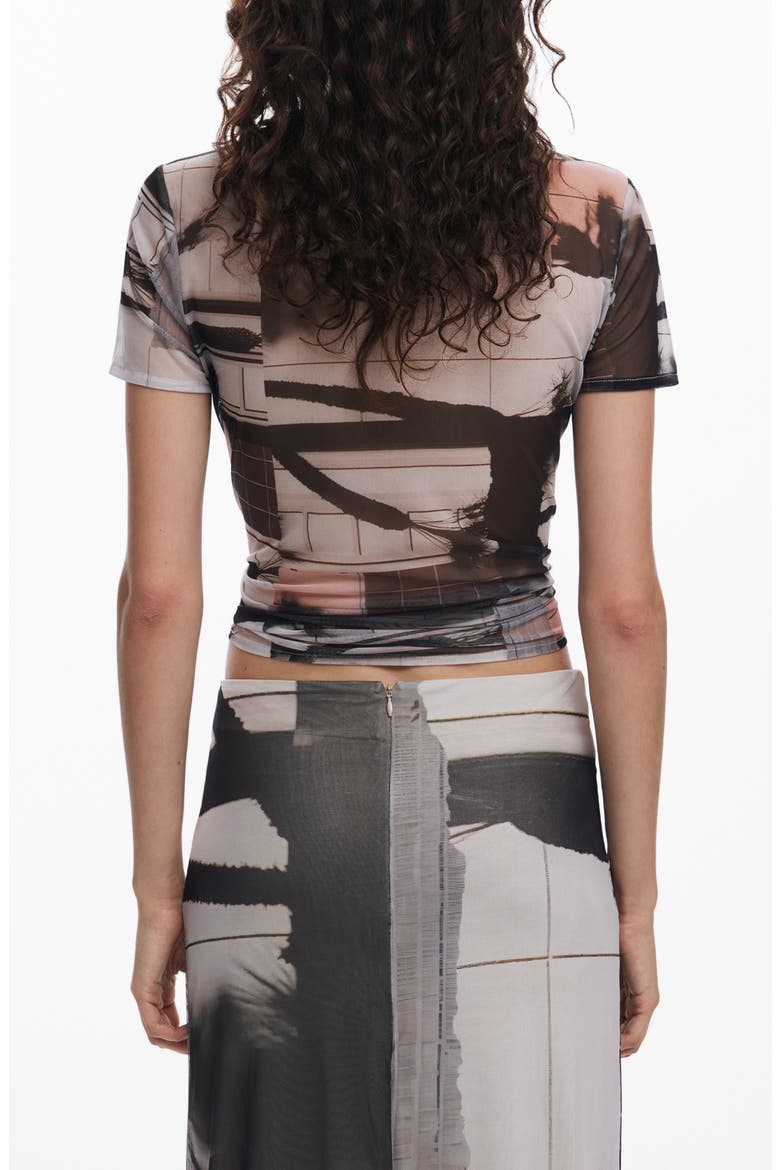 Abstract Print Mesh T-Shirt, Alternate, color, BLACK
