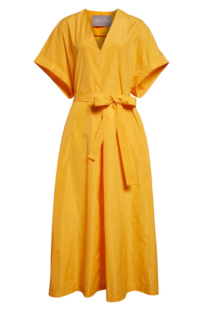 Lela Rose Dolman Sleeve V-Neck Belted A-Line Dress, Alternate, color, 