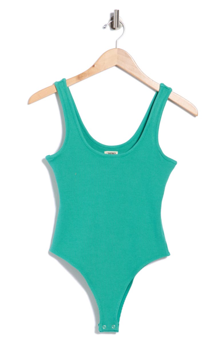 L'AGENCE Nica Scoop Neck Bodysuit, Main, color, Bright Jade