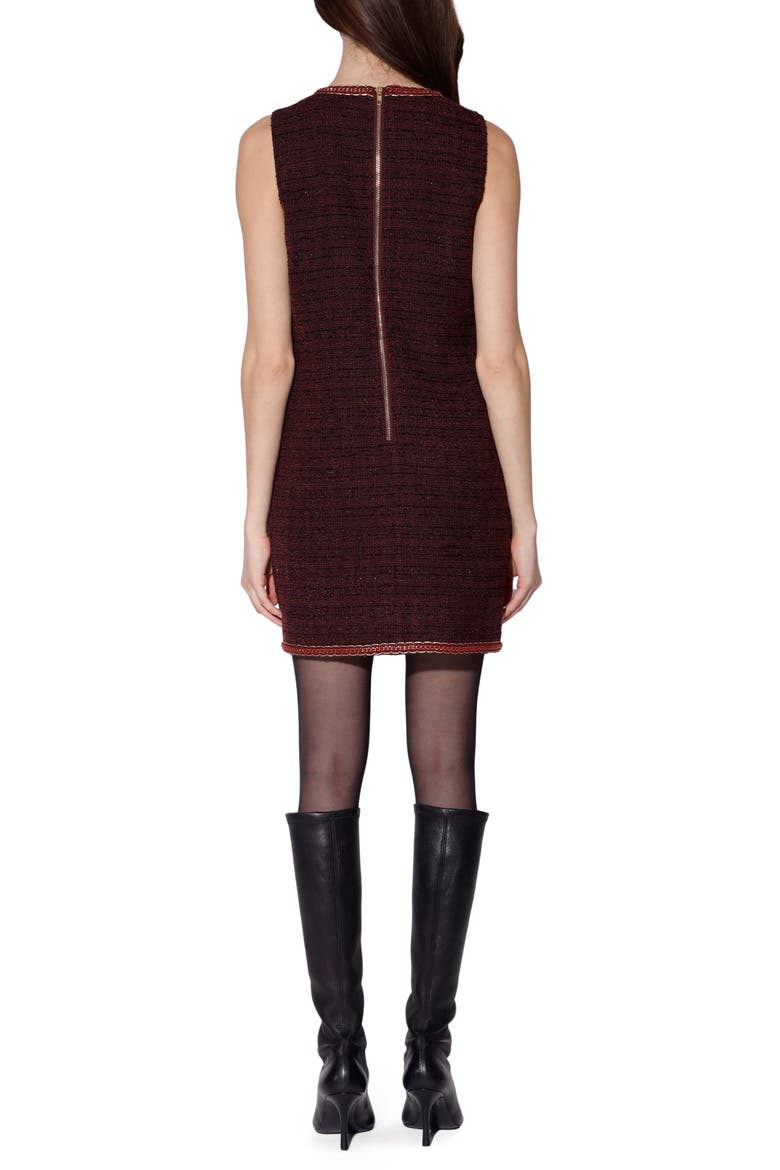 Evie Sleeveless Tweed Dress, Alternate, color, BORDEAUX TWEED