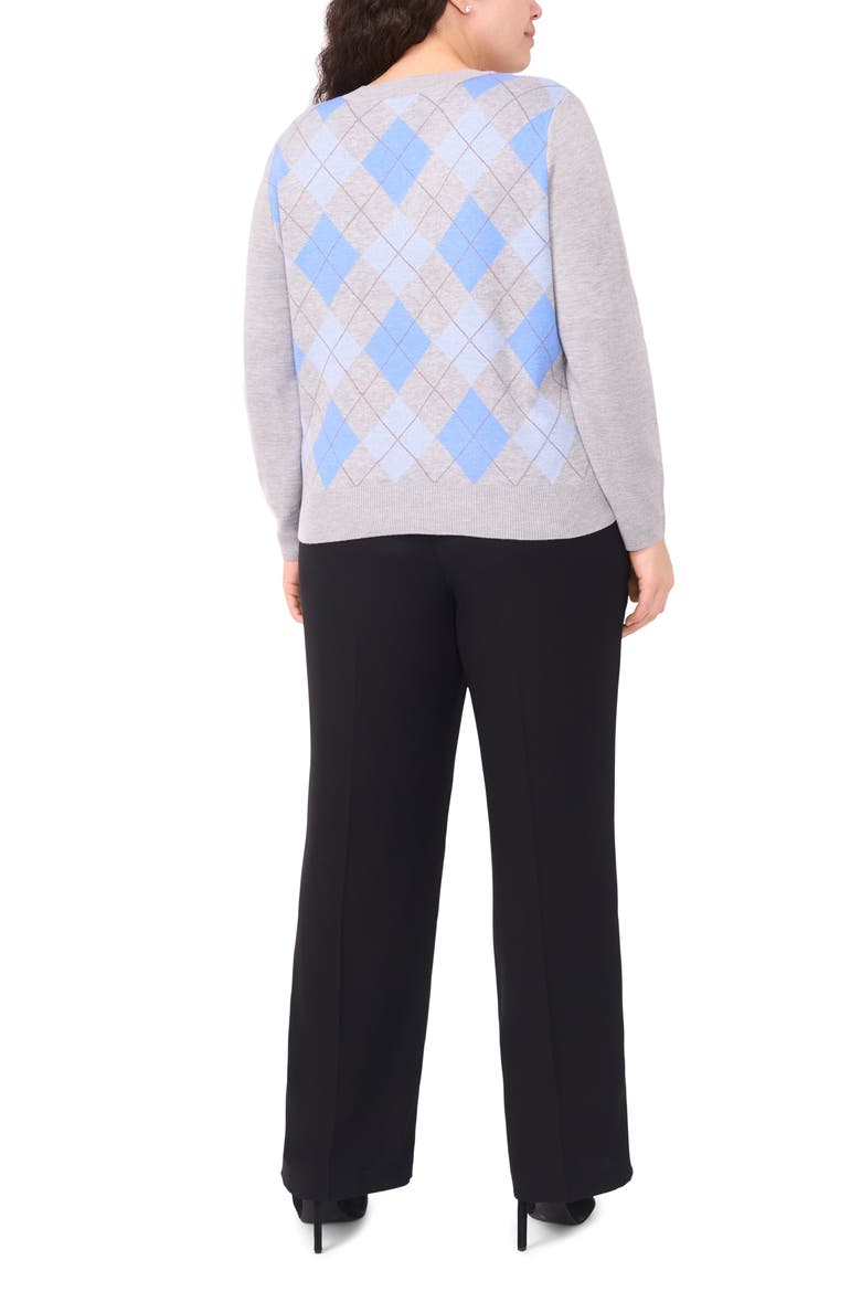 Argyle V-Neck Sweater, Alternate, color, LIGHT HEATHER GREY