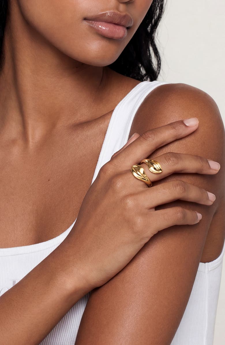 Ettika Twisted Petal Wrap Ring, Alternate, color, Gold