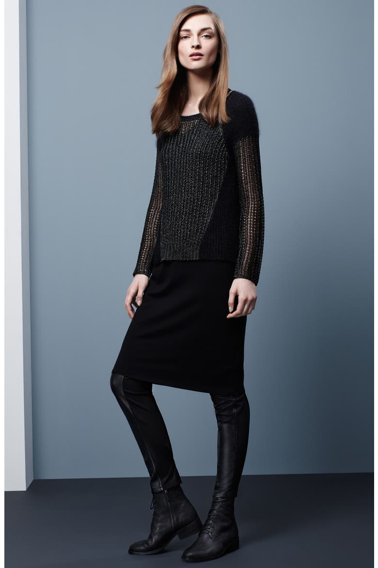 The Fisher Project Leather Trimmed Leggings, Alternate, color, Black
