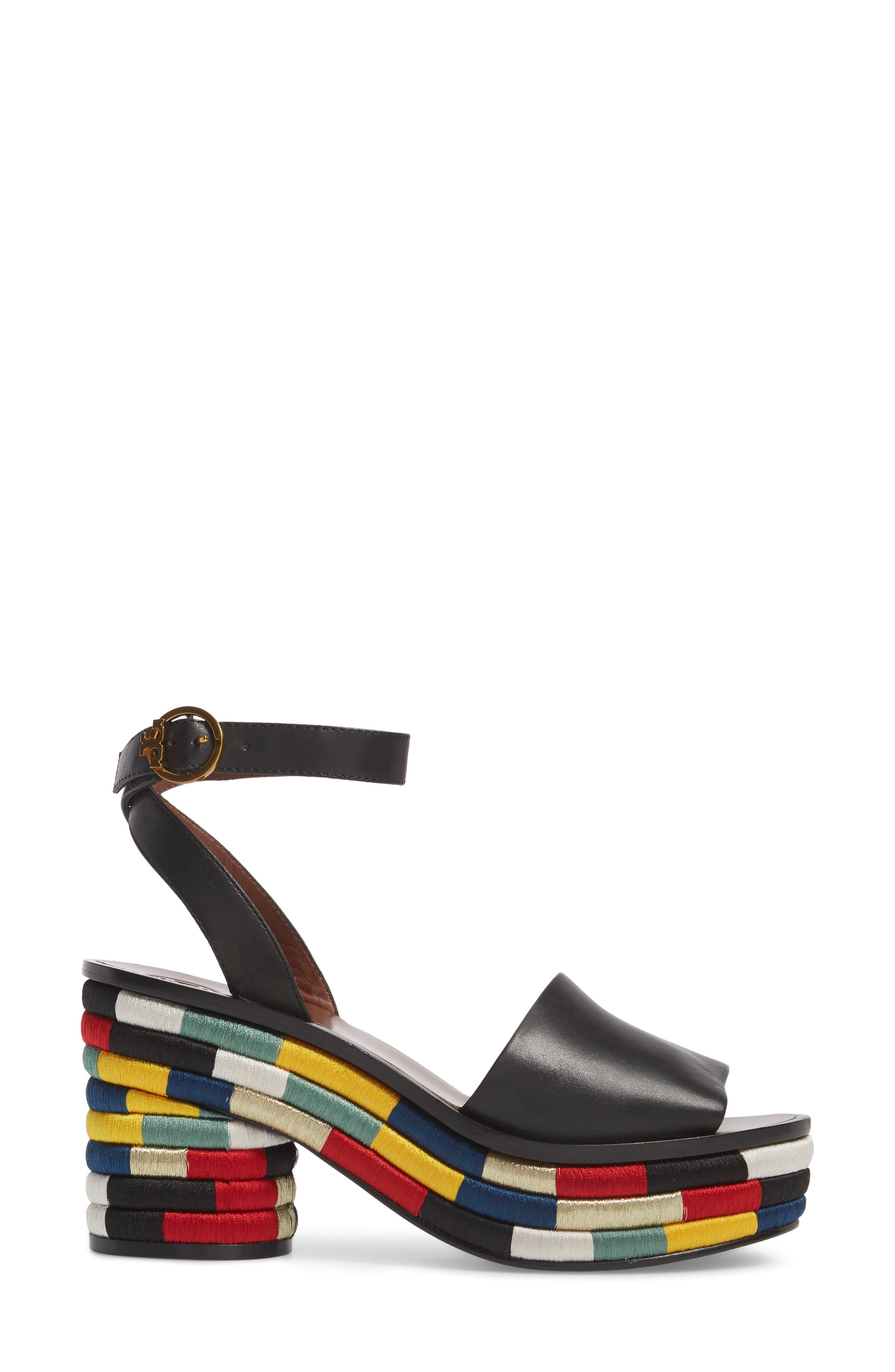 Camilla Embroidered Platform Sandal, Alternate, color, BLACK