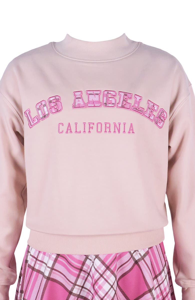 Zunie Kids' Los Angeles Sweater & Plaid Skirt Set, Alternate, color, Pink/ Beige