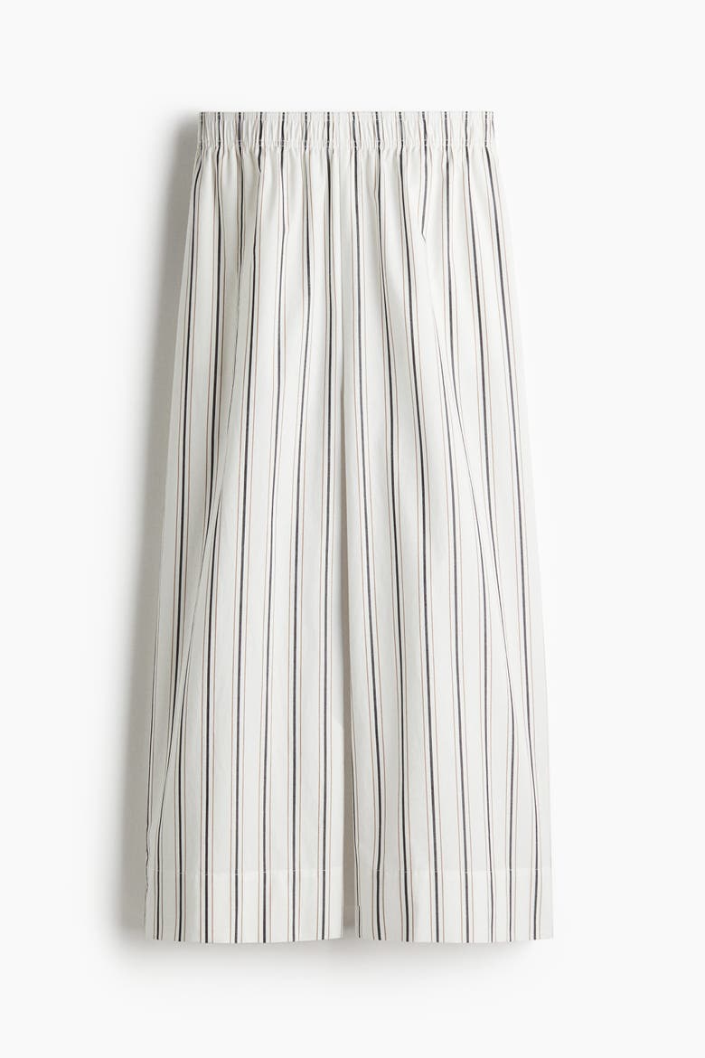Ankle-length Cotton Trousers, Alternate, color, White/striped