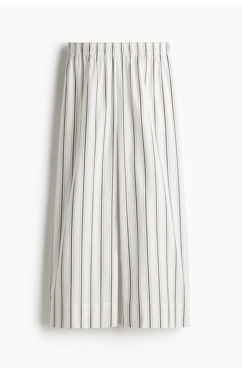 H&M Ankle-length Cotton Trousers, Alternate, color, White/Striped