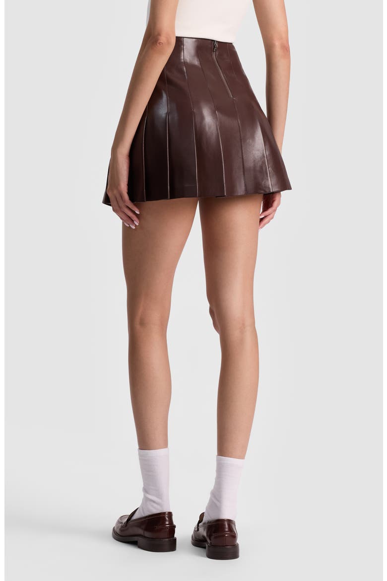 Carter Pleated Faux Leather Miniskirt, Alternate, color, DARK CHOCOLATE