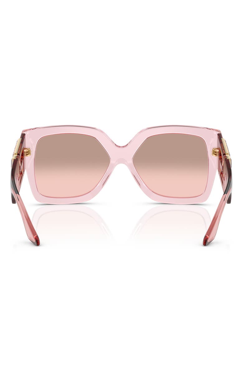 Versace 59mm Rectangular Sunglasses, Alternate, color, Transparent Pink / Light Pink Mirror Silver Grad