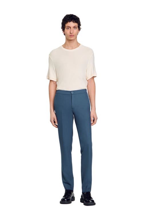 Sandro Jersey Trousers In Thunderstorm Blue