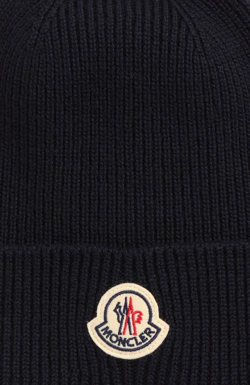 Moncler Virgin Wool Rib Beanie In Black