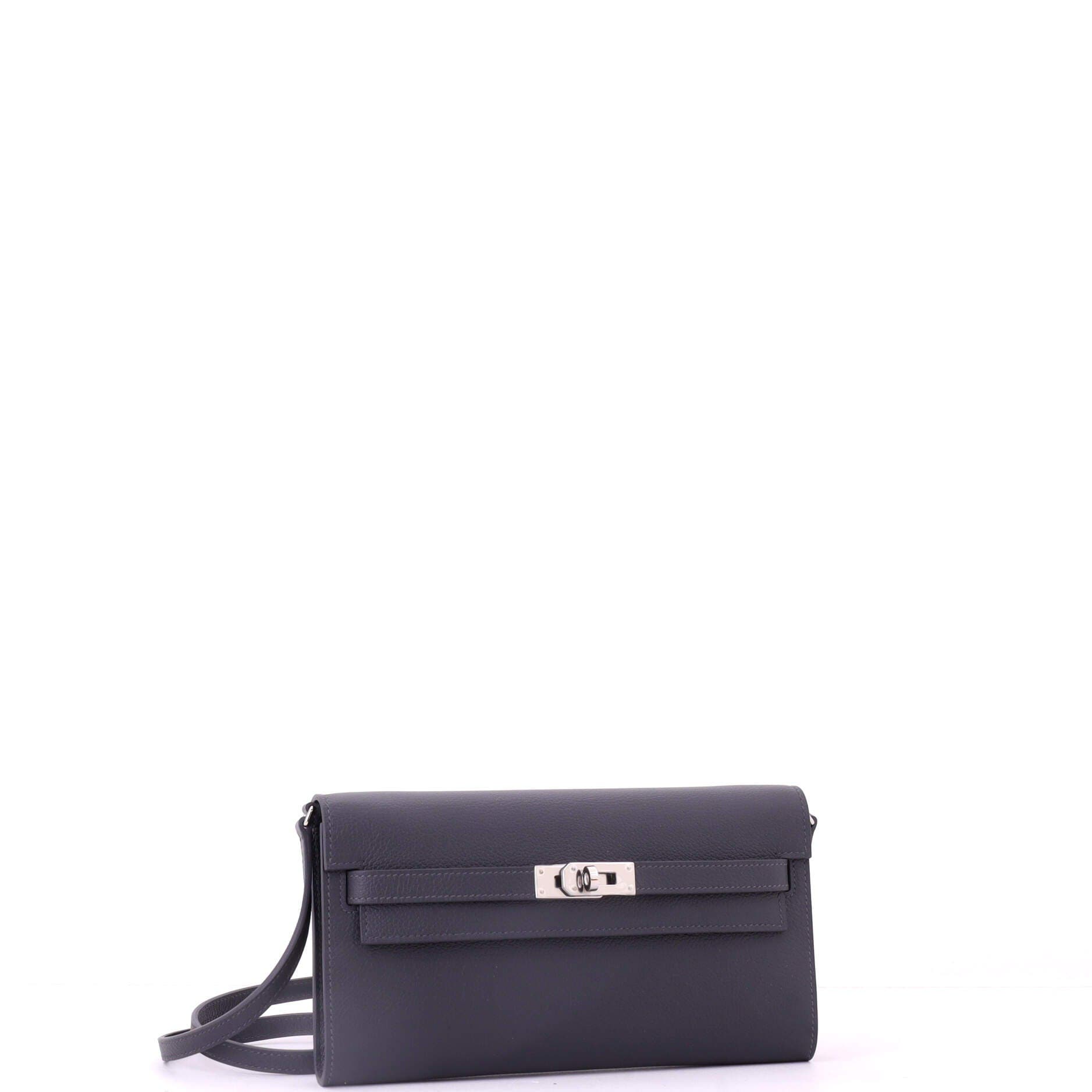 Pre-Owned Hermes Kelly To Go Wallet Evercolor, Alternate, color, Gris Misty