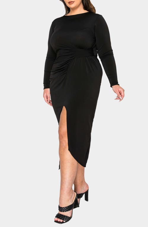 L I V D Estelle Ruched Body-con Midi Dress In Black