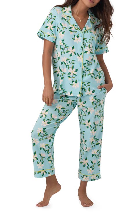 Print Stretch Organic Cotton Jersey Crop Pajamas