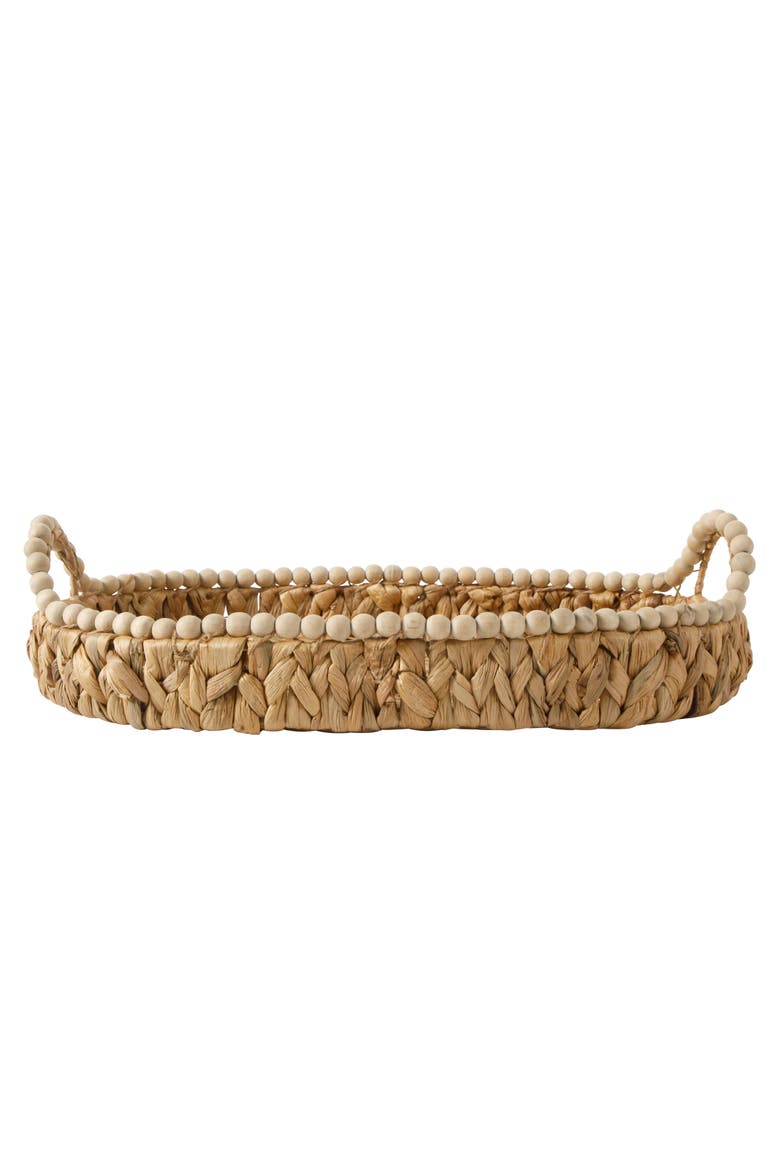 Woven Decorative Serving Tray, Large Water Hyacinth Basket, Alternate, color, Natural