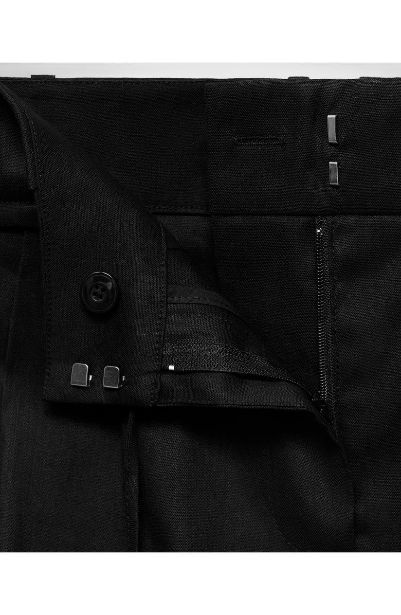 MANGO Belted Linen Blend Shorts, Alternate, color, Black