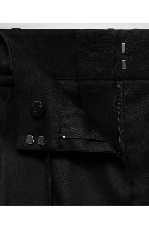 Mango Belted Linen Blend Shorts In Black