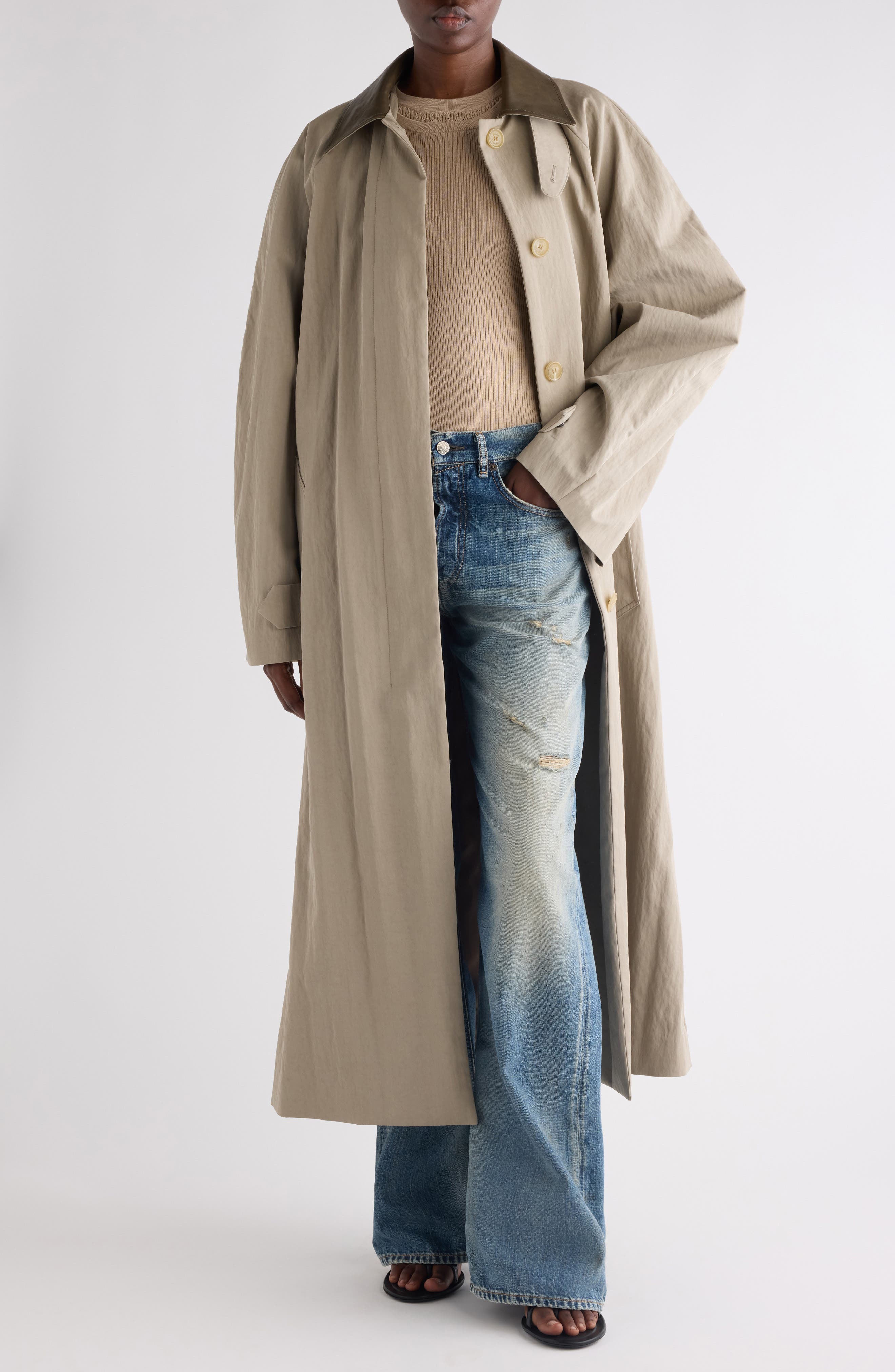 Belted Technical Cotton & Nylon Trench Coat