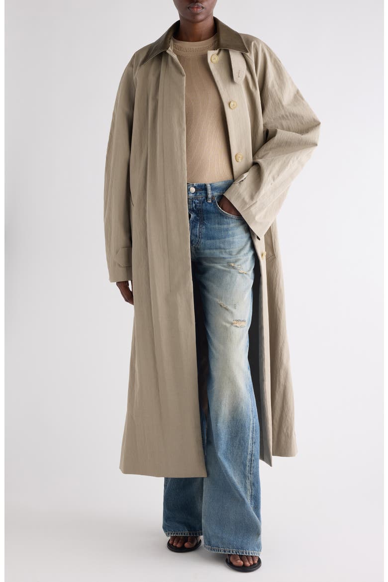 Belted Technical Cotton & Nylon Trench Coat, Main, color, KHAKI GREY