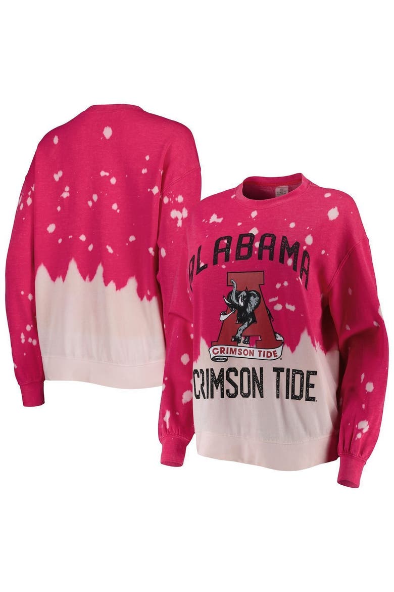Women's Gameday Couture Crimson Alabama Crimson Tide Twice As Nice Faded Dip-Dye Pullover Long Sleeve Top, Main, color, Crimson