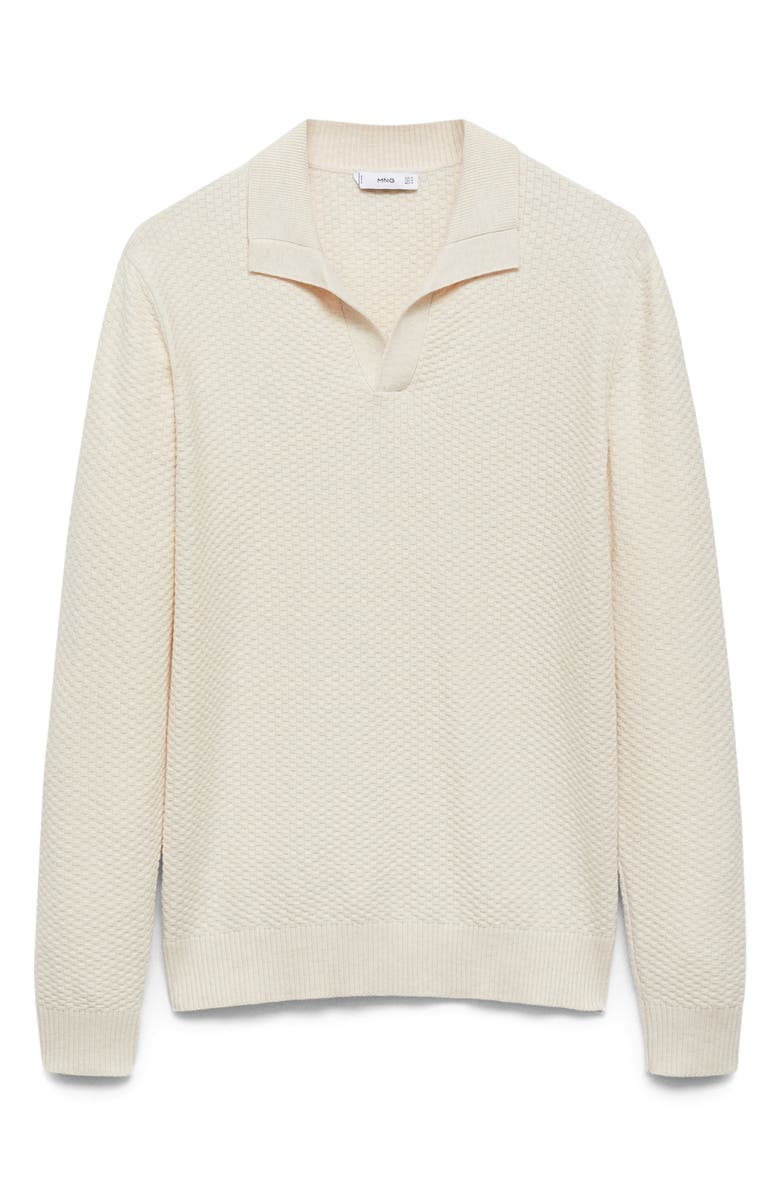 MANGO Textured Knit Polo Sweater, Alternate, color, 