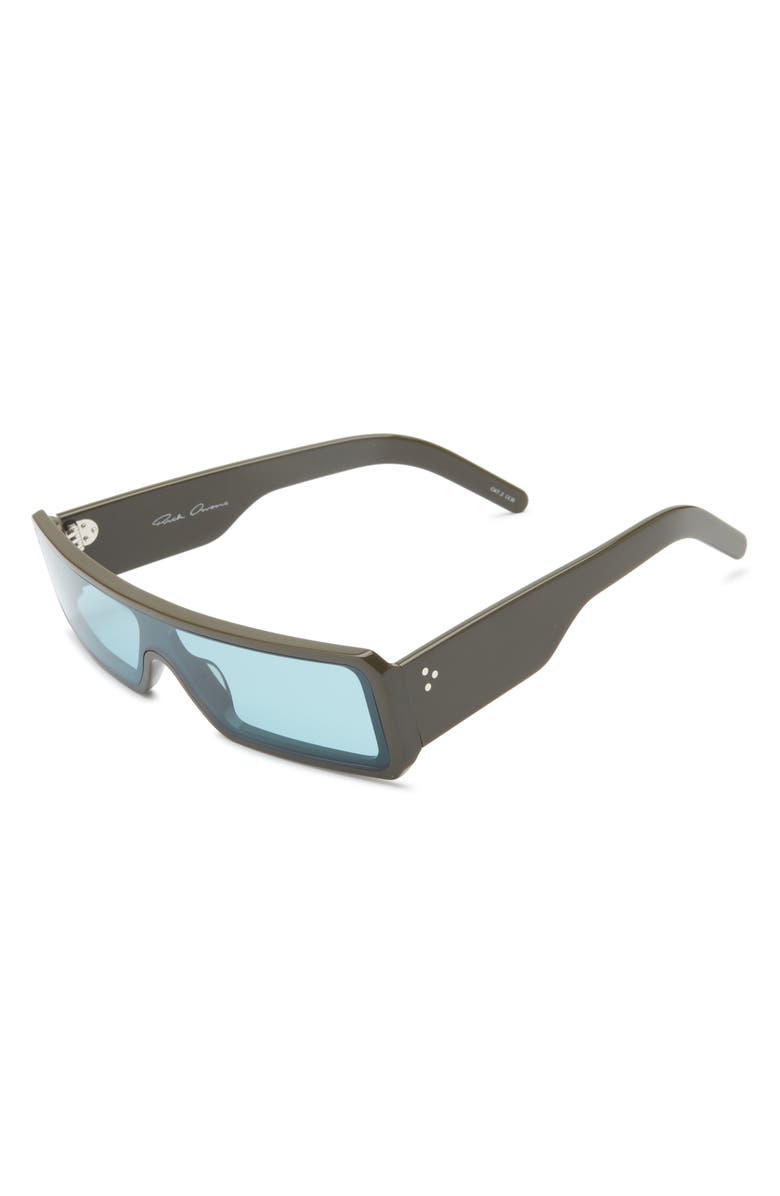 Rick Owens Gethshades Rectangular Shield Sunglasses, Alternate, color, Olive Temple/ Amazonite Lens