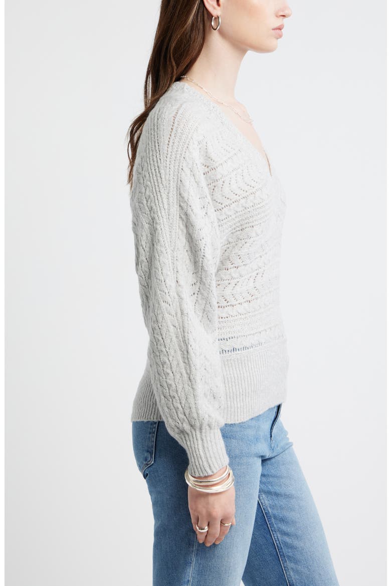 Pointelle Dolman Sleeve Sweater, Alternate, color, GREY LIGHT HEATHER