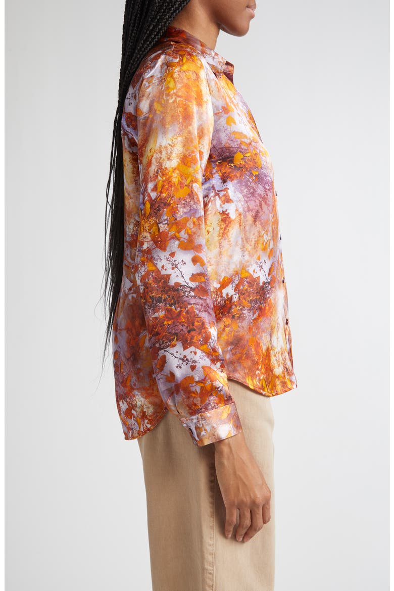 Tyler Leaf Print Silk Button-Up Shirt, Alternate, color, MAUVE MULTI AUTUMN LEAVES