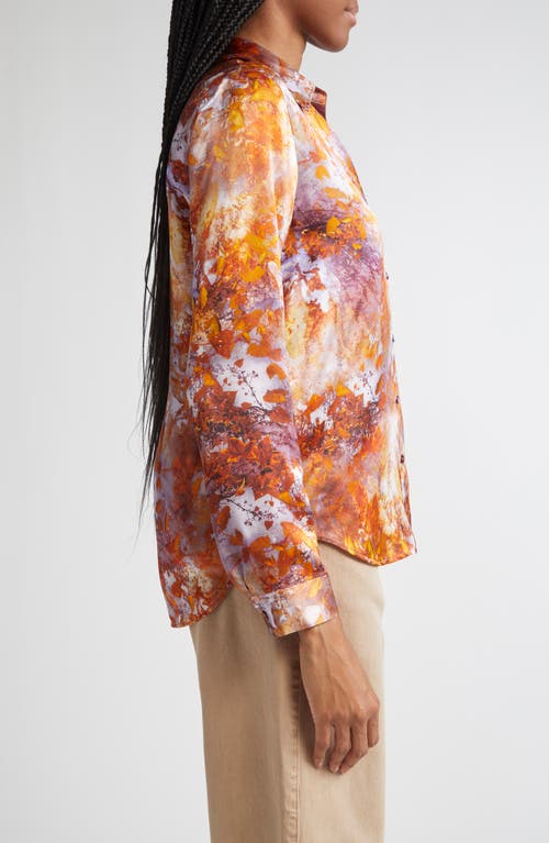 L Agence Tyler Silk Button-front Blouse In Orange