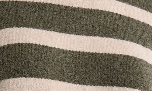 Bobeau Stripe Wide Sleeve Crop Sweater In Green