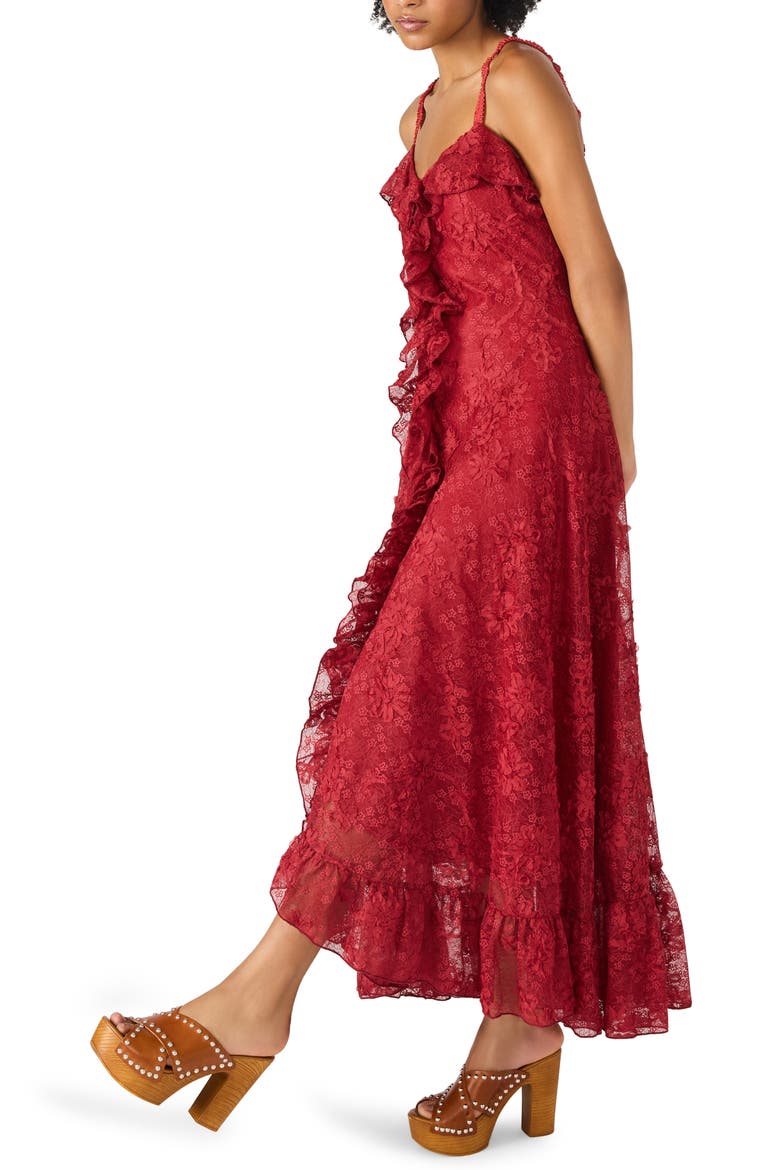 Irisia Ruffle Lace Maxi Dress, Alternate, color, PURPLE WINE