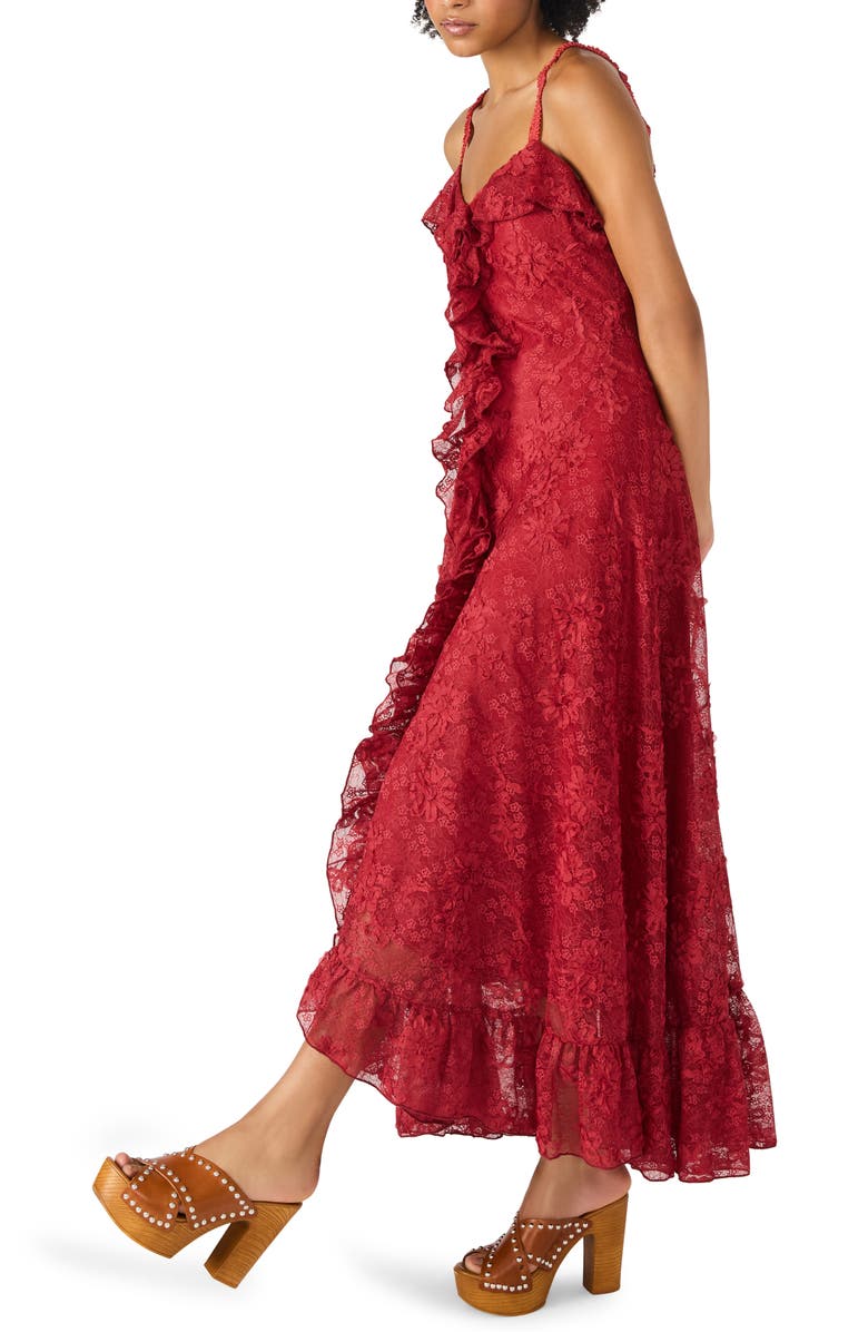 Steve Madden Irisia Ruffle Lace Maxi Dress, Alternate, color, Purple Wine