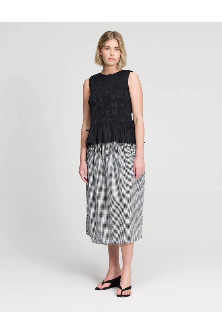 Malani Cotton Shirred Sleeveless Top, Alternate, color, Black