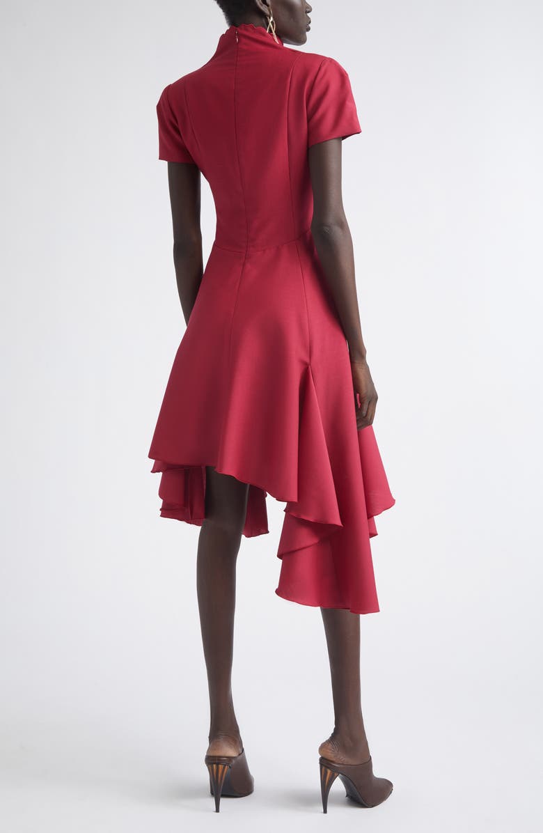McQueen Asymmetric Wool & Mohair Dress, Alternate, color, Raspberry