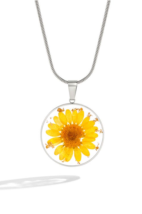 Mint & Lily Pressed Birth Flower Necklace In Metallic