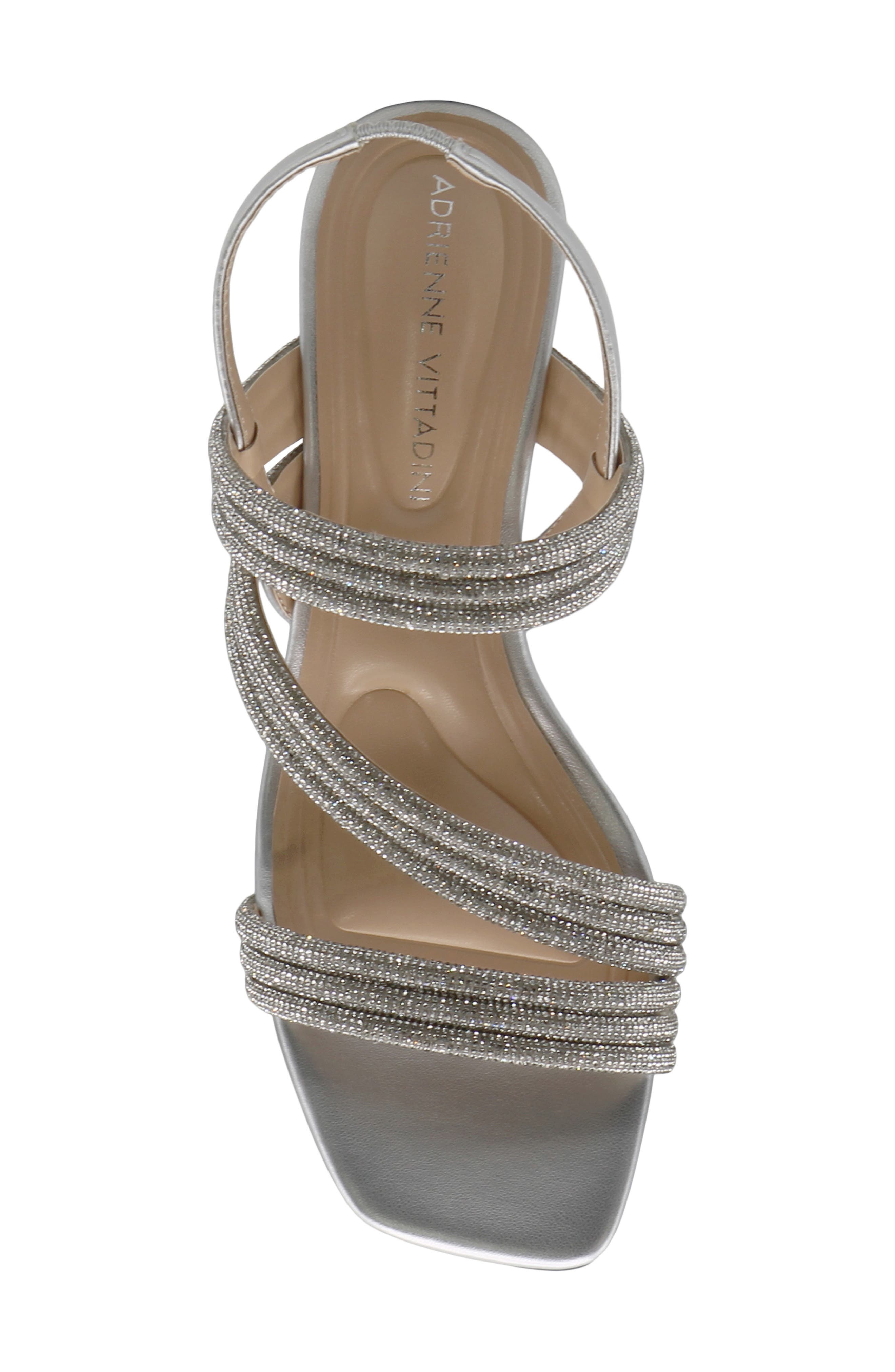 Adrienne Vittadini Alanis Embellished Wedge Sandal, Alternate, color, Silver Metallic