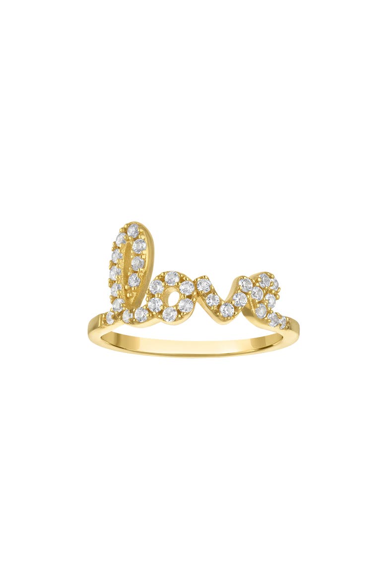 Cubic Zirconia Love Ring, Main, color, YELLOW GOLD