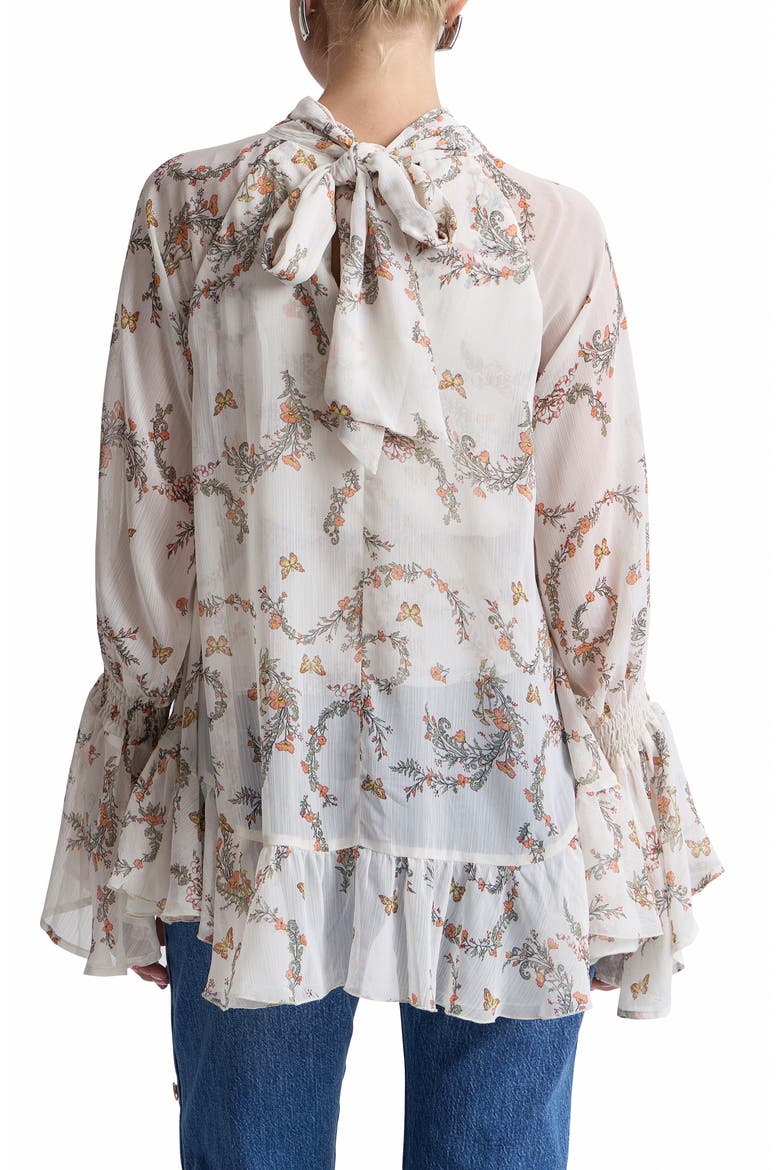 Ruffled High Neck Top, Alternate, color, CREAM FOX WREATH