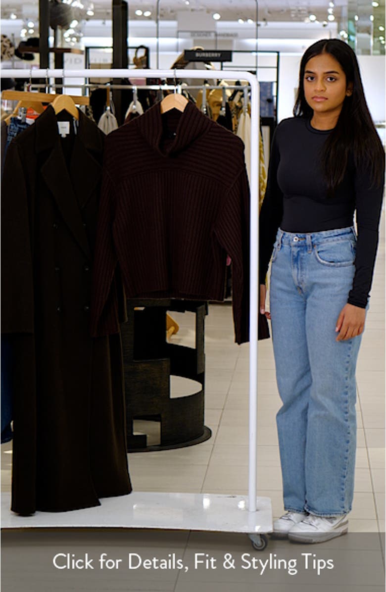 Directional Rib Cowl Neck Merino Wool Sweater, sales video thumbnail