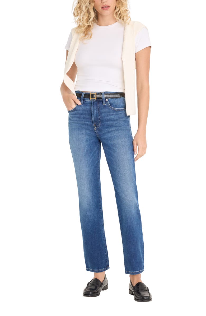 Good American Soft-Tech Good Legs Ankle Straight Leg Jeans, Alternate, color, Indigo1233