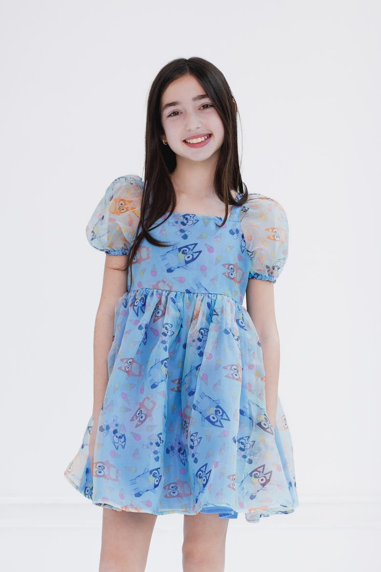 Short Sleeve Party Tutu Dress, Alternate, color, Bluey Bingo Blue