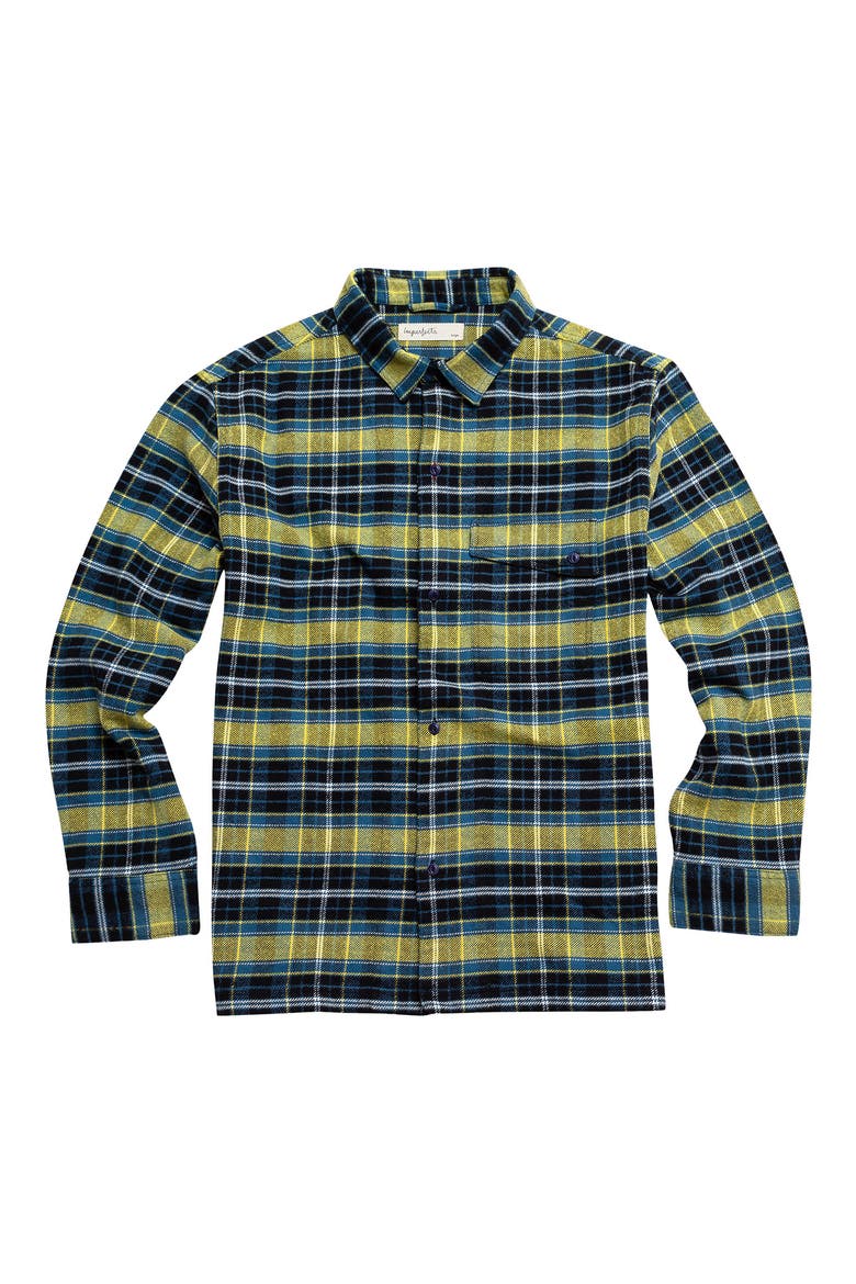 Plaid Flannel Shawl Collar Button-Up Shirt, Alternate, color, IMPERFECT GLITCH