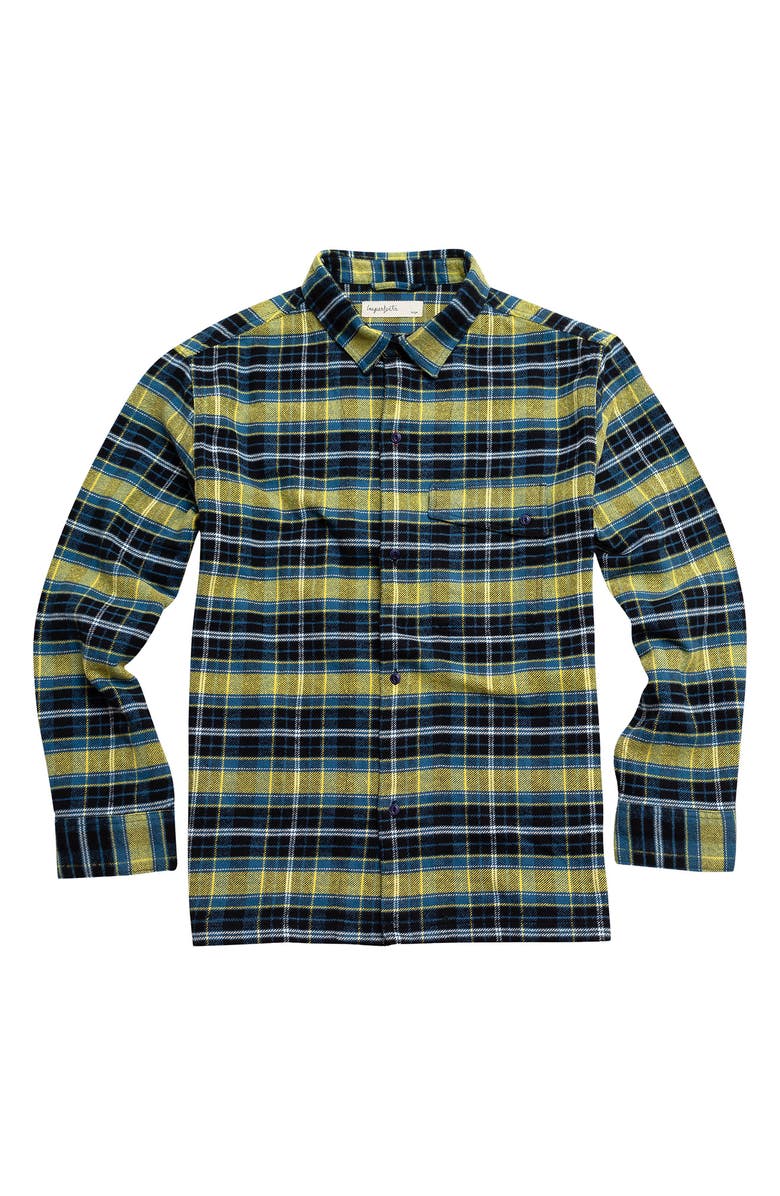Imperfects Plaid Flannel Shawl Collar Button-Up Shirt, Alternate, color, Imperfect Glitch