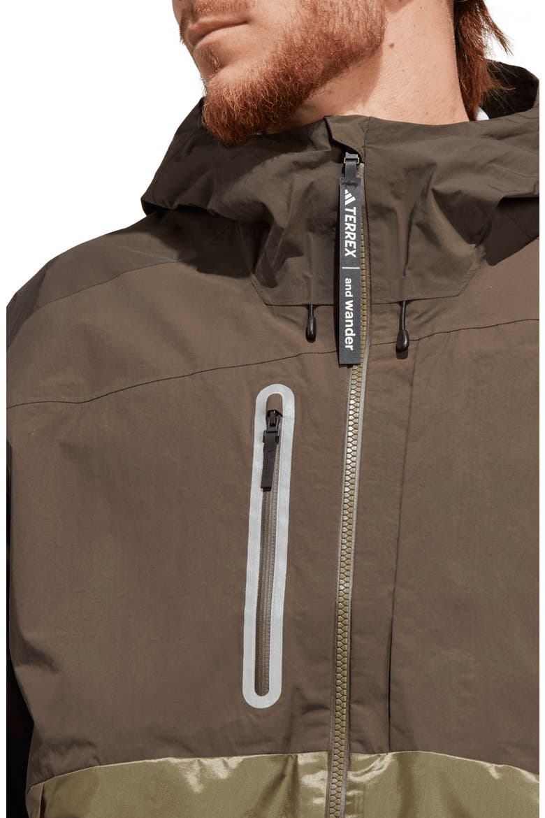 x and wander Terrex Xploric Rain.RDY Water Repellent Hooded Jacket, Alternate, color, SHADOW OLIVE/ OLIVE STRATA
