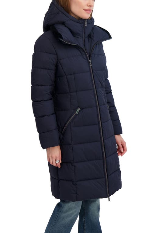 Tahari Greta Longline Hooded Coat In Blue