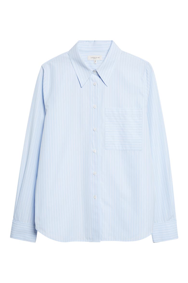 Stripe Oversize Cotton Poplin Button-Up Shirt, Alternate, color, OXFORD BLUE MULTI
